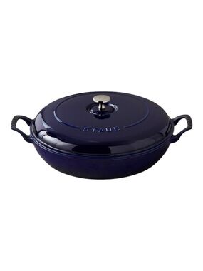 Staub 𖦹 Enameled Cast Iron Braiser with Enamel Lid 𖦹 Glossy Sapphire 𖦹 2L 3.5Q 𖦹